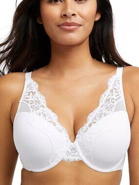 #1606 Bali Women's One Smooth U Comfort Stretch Lace Uw DF0084 - White